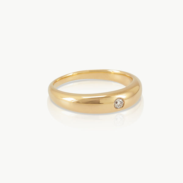 Ethical 9 karat gold ring set with a lab grown diamond