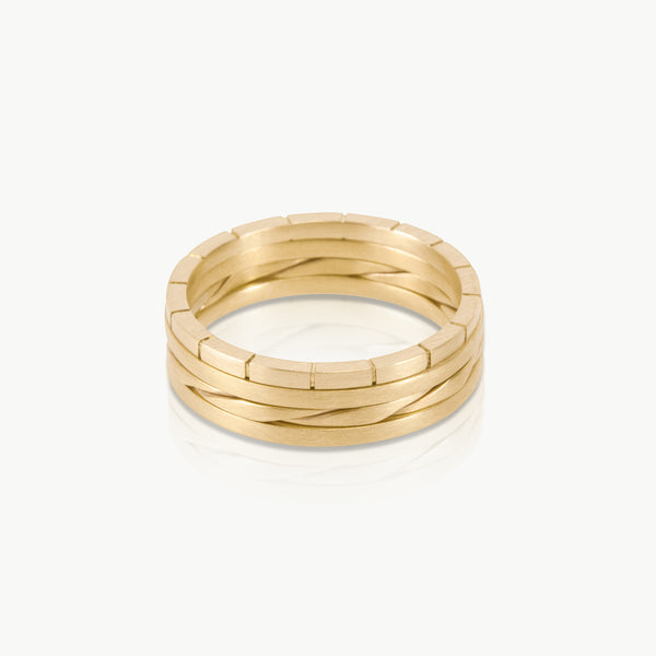 Sustainable 9 karat gold stacking rings. This ethical Traveller’s Set is handmade in Cape Town