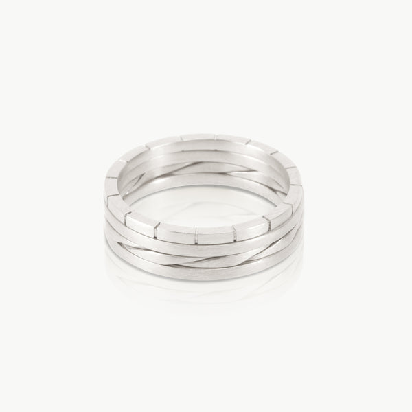 Timeless stacking – A ready made stack of 4 rings meticulously hand crafted in an artisan manufacturing studio in Cape Town from ethically sourced sterling silver.