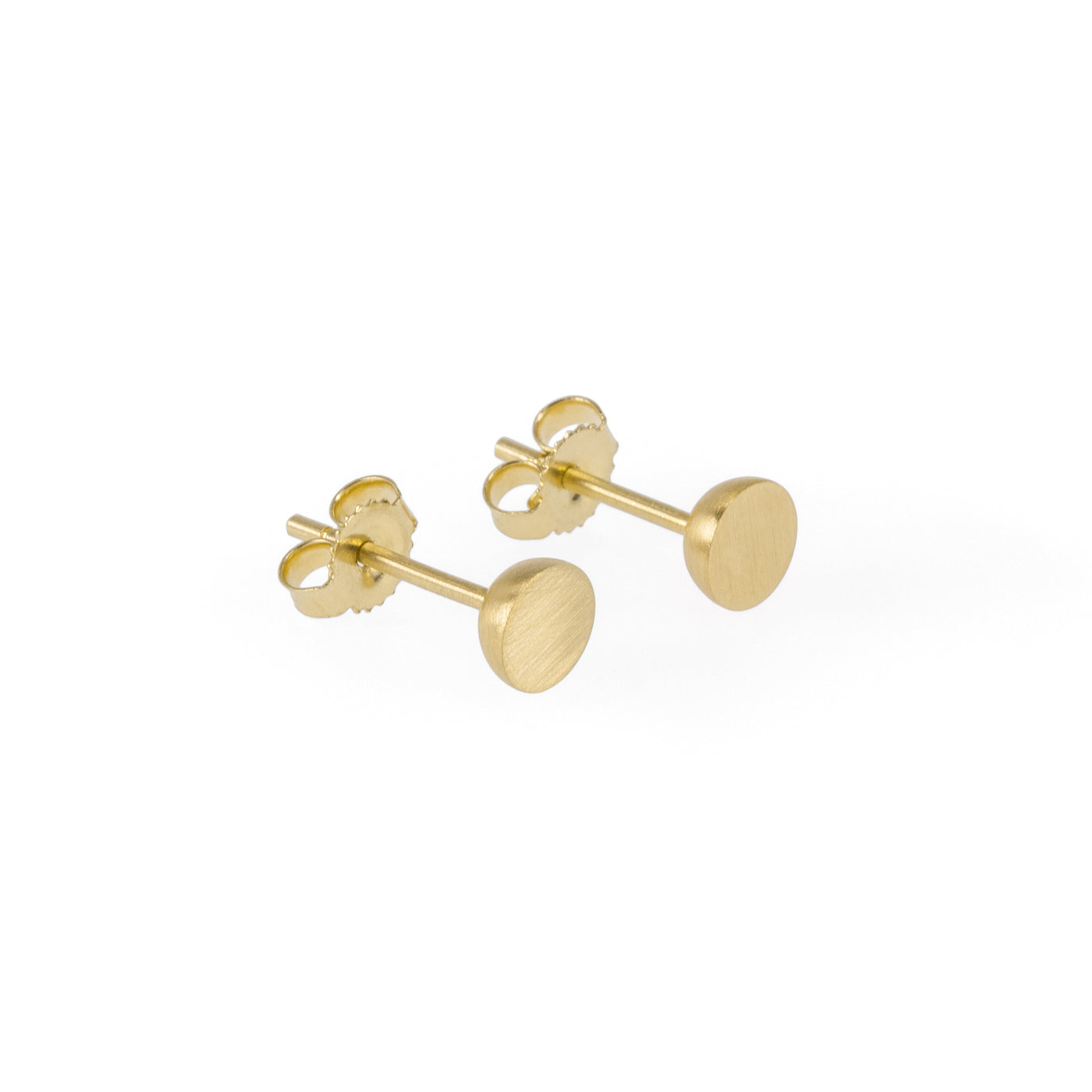Ethical gold earrings. These minimalist 5mm Hemisphere Studs are handmade in Cape Town in recycled gold from e-waste.