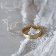 Flat profiled eco-conscious recycled gold wedding band