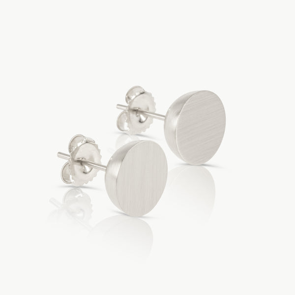 Pair of handmade sterling silver round stud earrings 