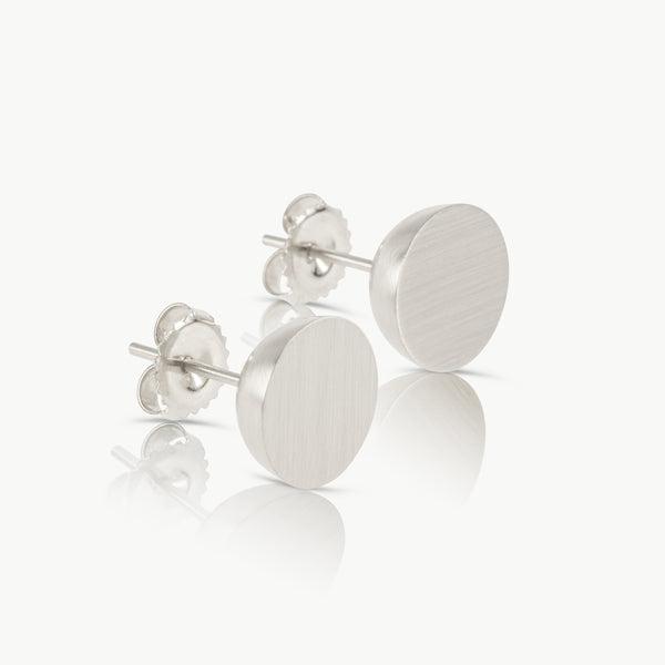Pair of handmade sterling silver round stud earrings 