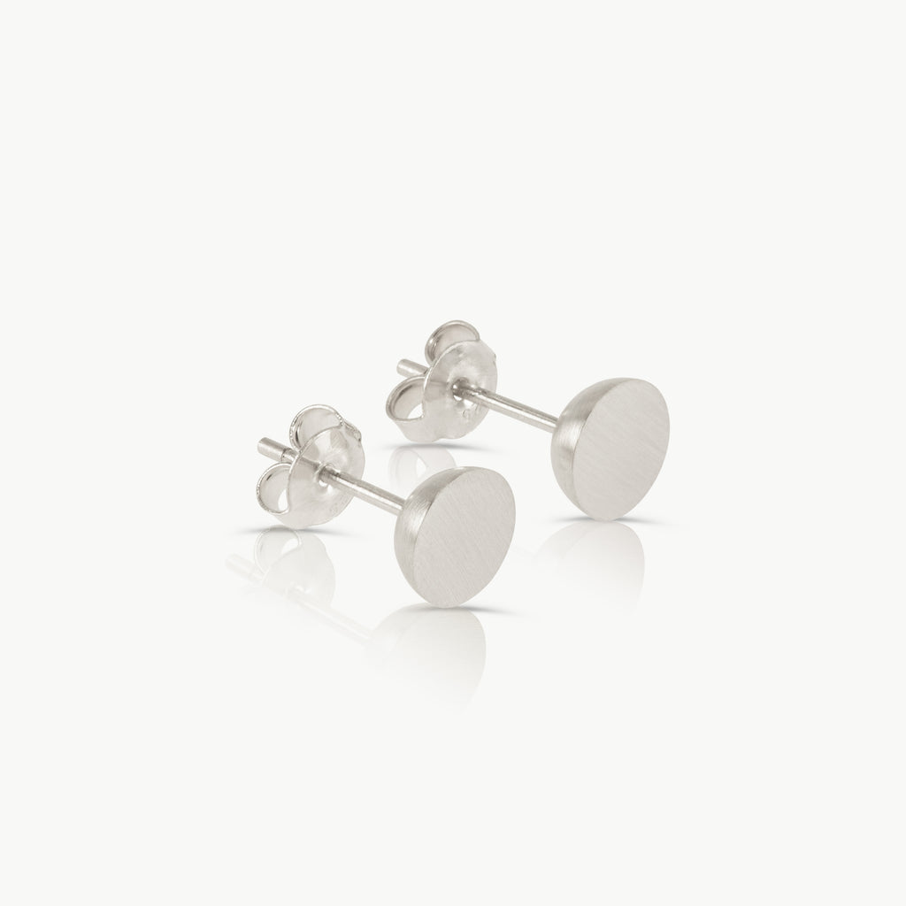Pair of Fairmined sterling silver round stud earrings 