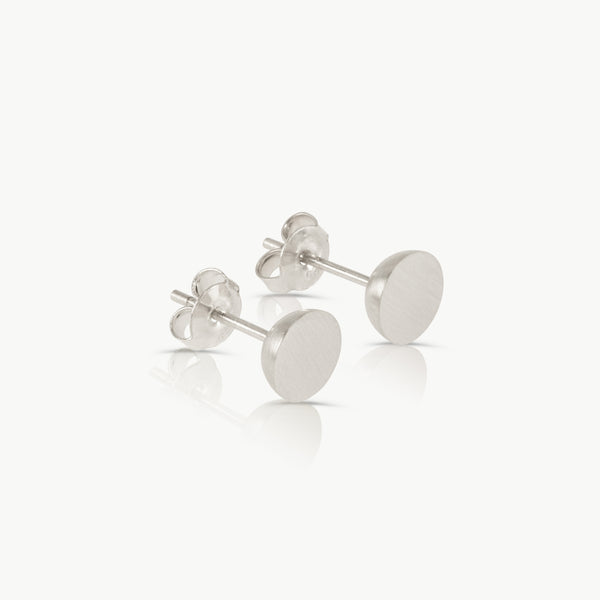 Pair of Fairmined sterling silver round stud earrings 