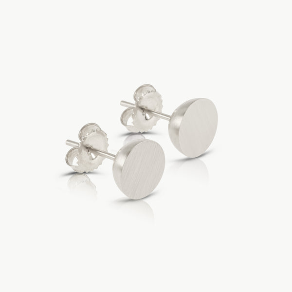 Pair of handmade sterling silver round stud earrings 