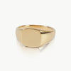 Eco-friendly gold square signet ring, bold handmade design.