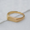 Sustainable luxury 9K gold signet ring, handmade from eco-friendly materials.