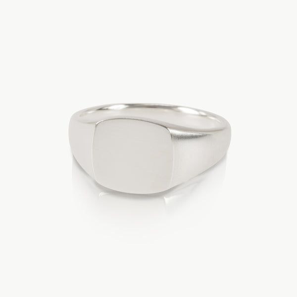 Timeless signet ring – A bold square face for a bold hand, this ethical sterling silver ring is handmade in Cape Town and can be engraved.