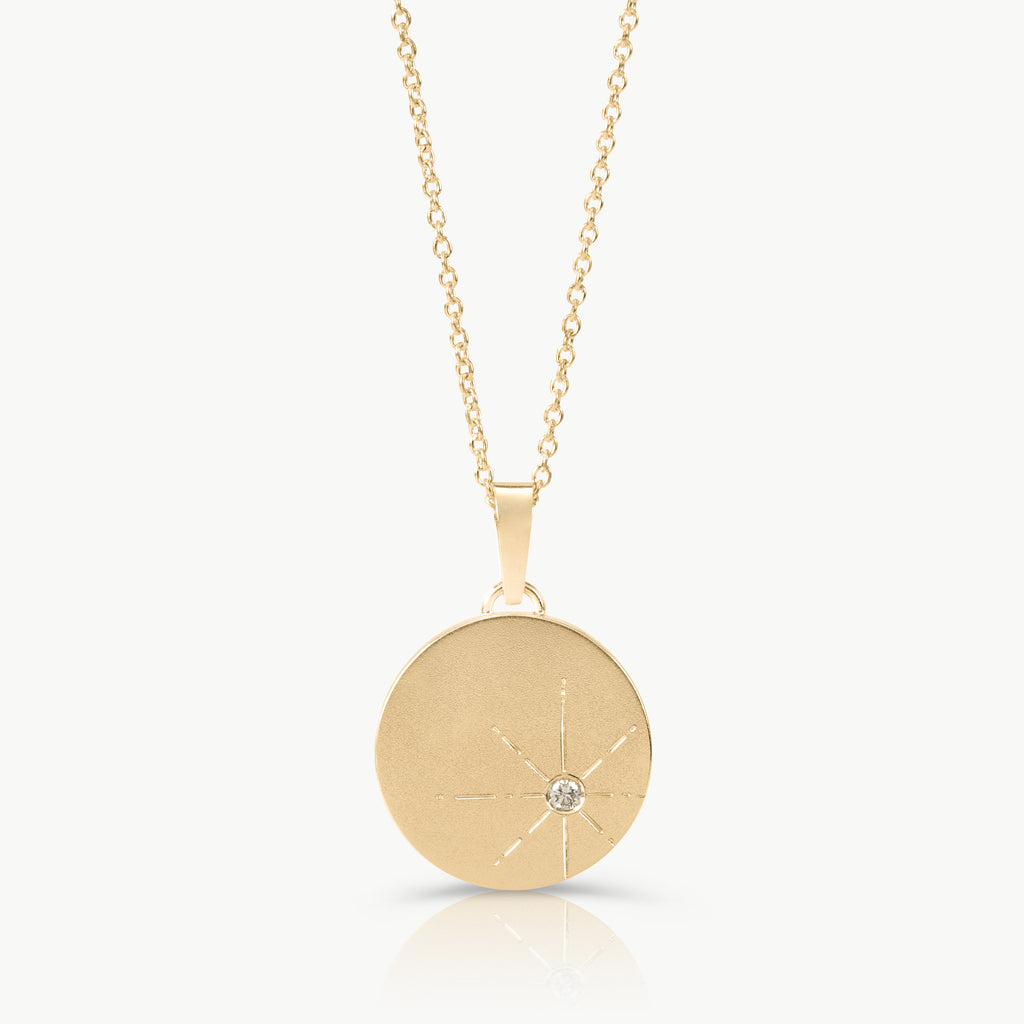 Eco friendly 9 karat gold pendant set with a lab grown diamond