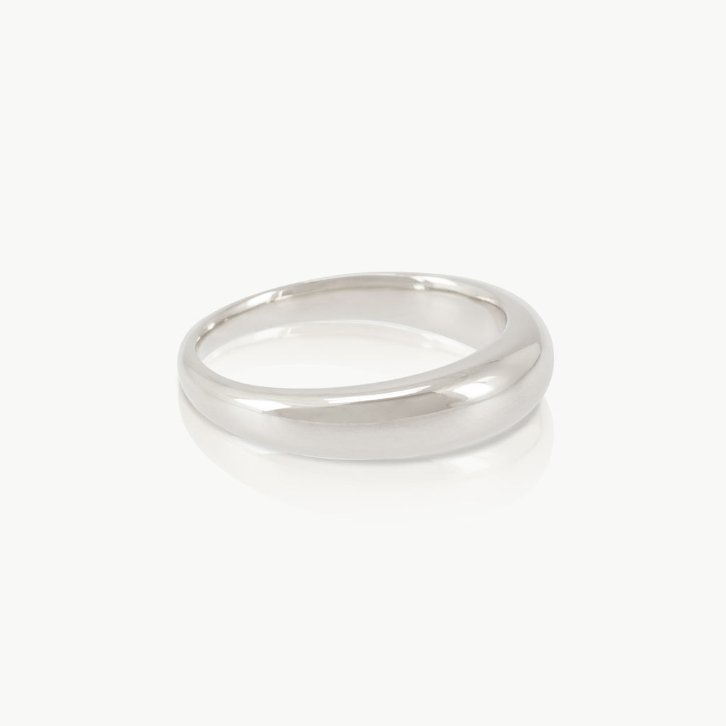 A simple handcrafted sterling silver ring in sustainably mined metal