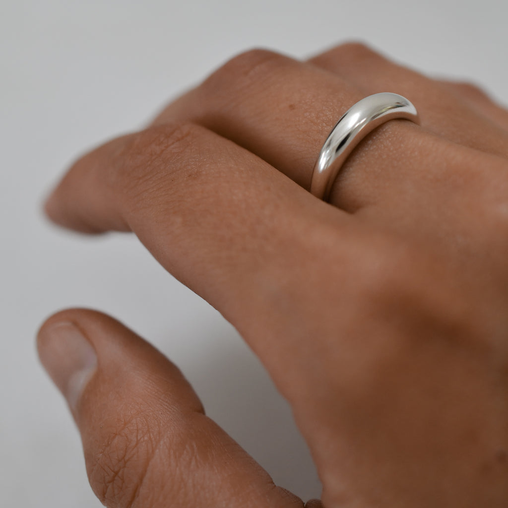 Dawn Recycled Silver Ring on Woman's Hand