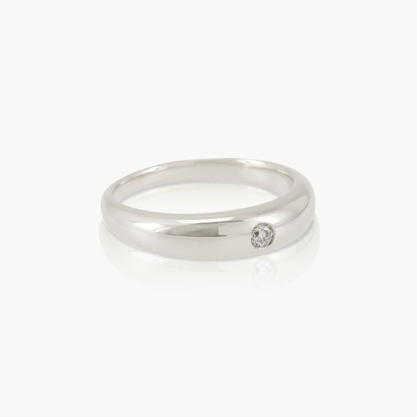 Ethical sterling silver ring with a small lab grown diamond 