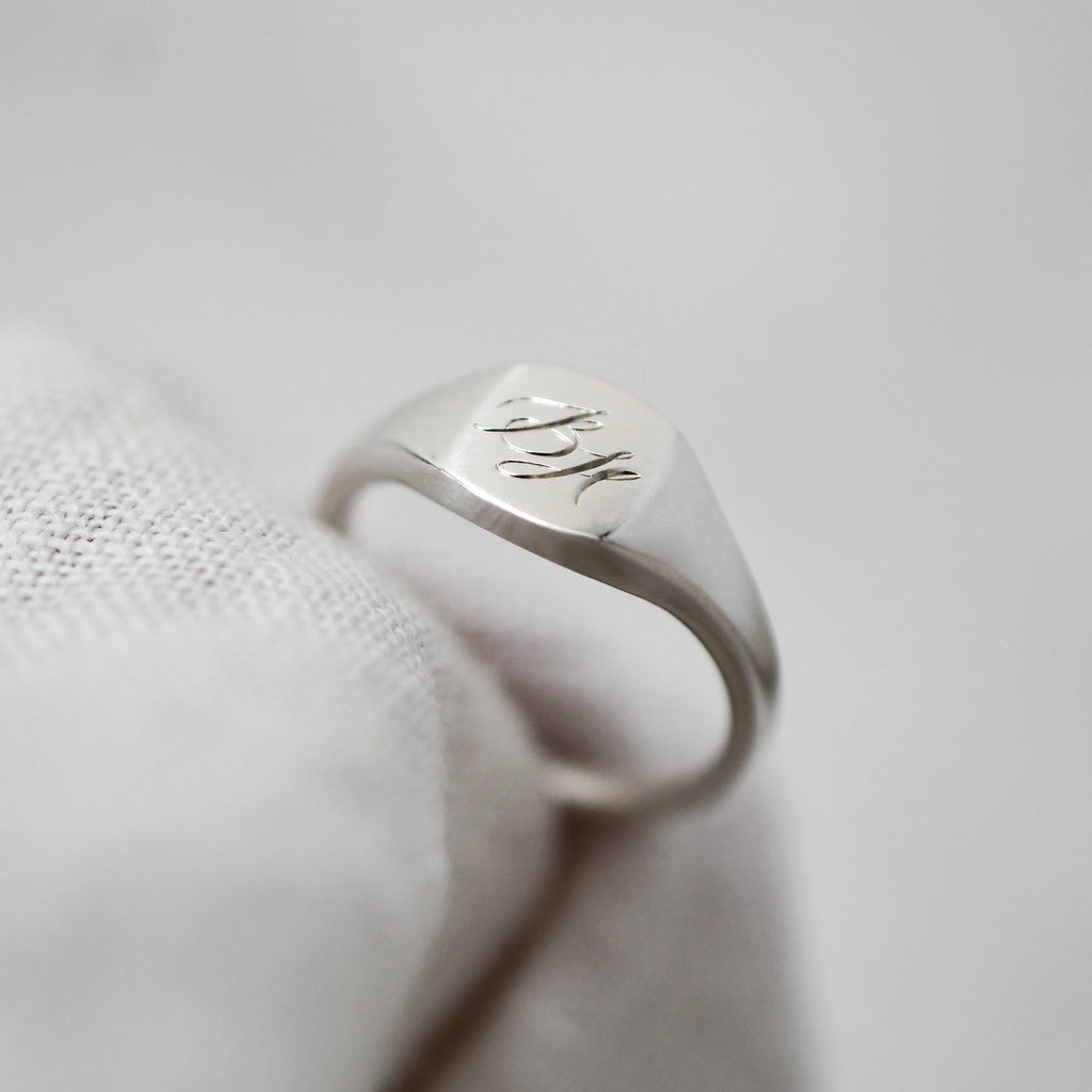 Personalised Recycled Silver Signet Ring