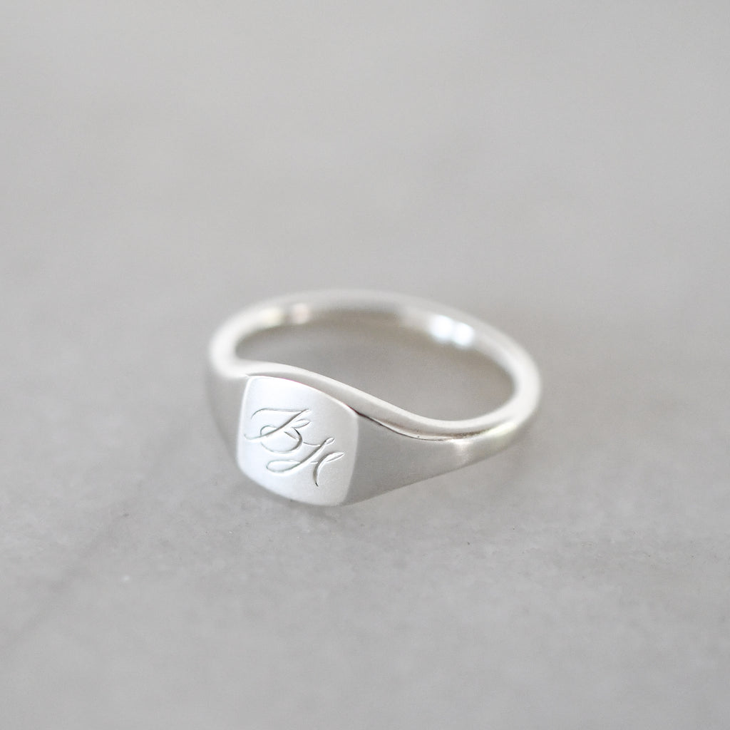 Personalised Recycled Silver Signet Ring