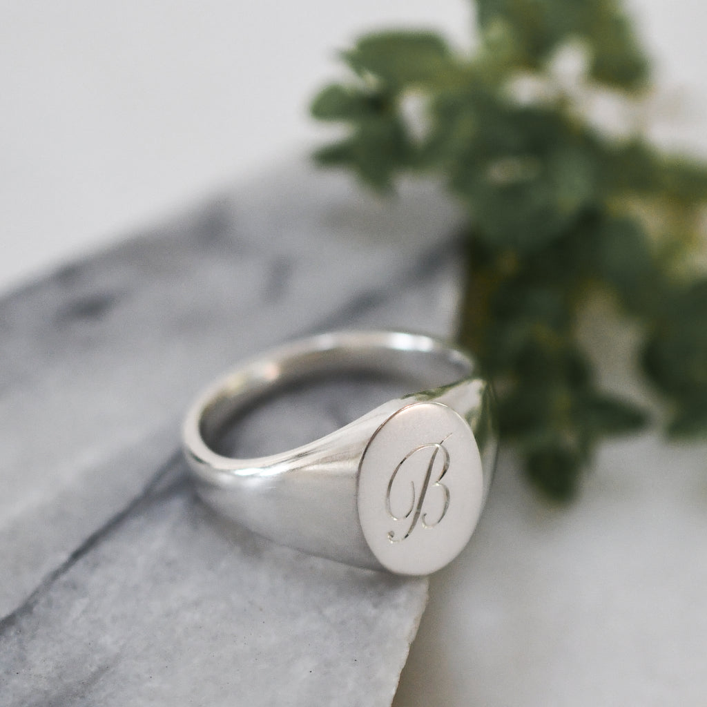 Personalised Recycled Silver Signet Ring