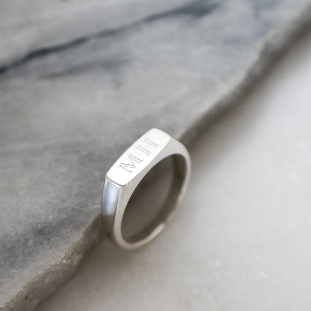 Personalised Recycled Silver Signet Ring