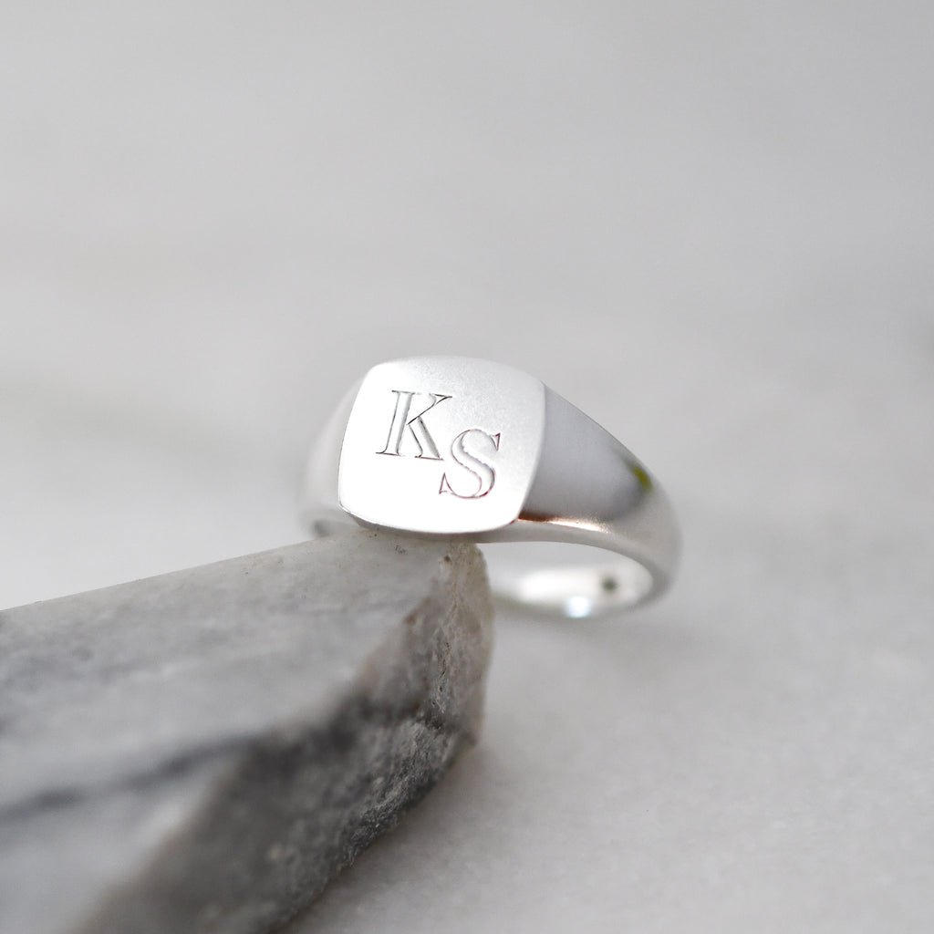 Personalised Recycled Silver Signet Ring