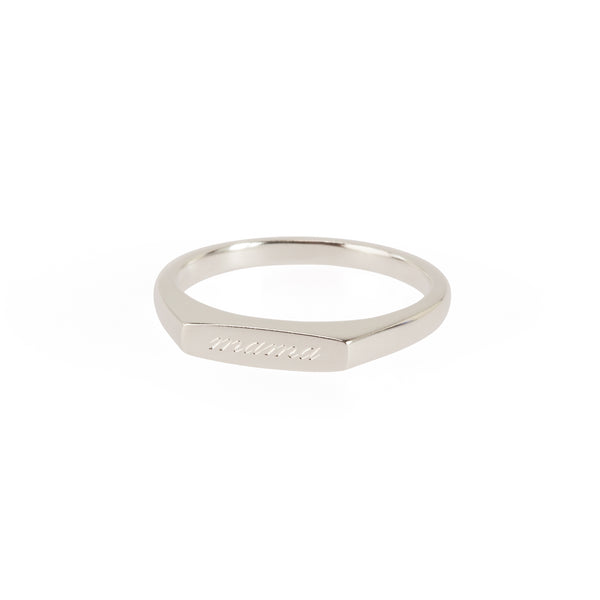 Engraved Dainty Rectangular Signet Ring in Sterling Silver