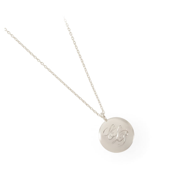 Engraved Round Pebble Pendant in Sterling Silver