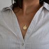 Full Moon Recycled Gold Necklace on Woman