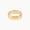 Fairmined gold wide ring with hammered texture, ethically made unisex band. This rings makes a unique wedding ring.