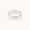 Wide hammered Fairmined silver band, unisex minimalist jewellery handcrafted sustainably.