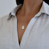 Recycled Silver Pendant on Woman's Neck