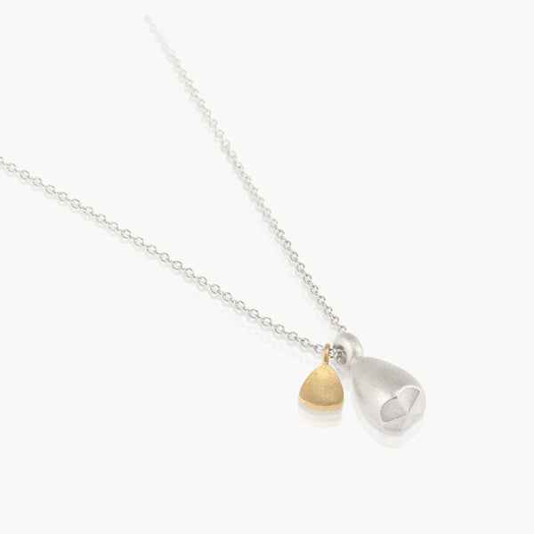 Handmade nature inspired sterling silver and gold pod necklace 