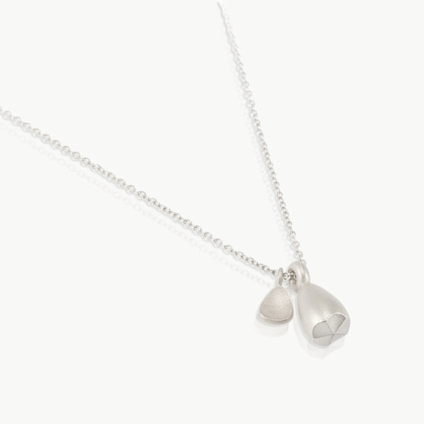 Sterling silver handmade pod and leaf on a sterling silver chain