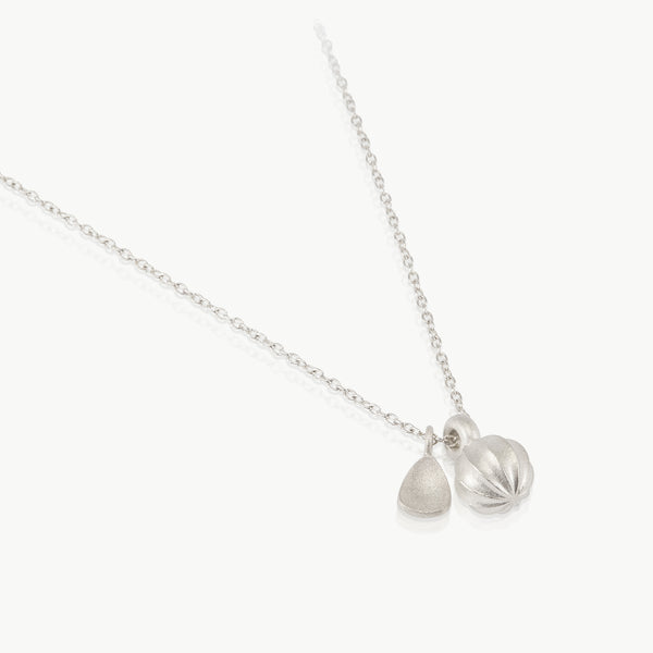 Sterling silver handmade pendant with seed and leaf