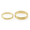 Flat gold wedding rings in Fairmined eco-friendly gold