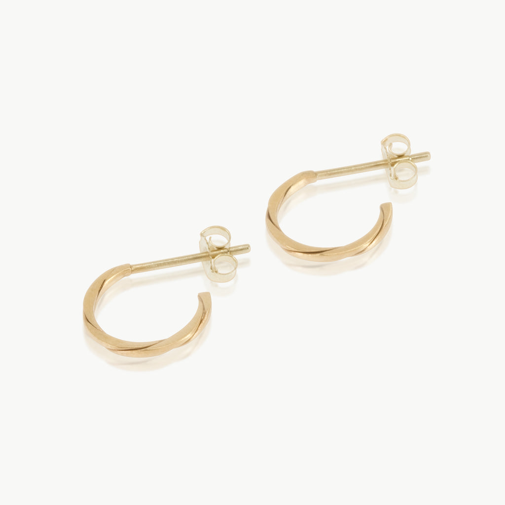 Eco-friendly  9 karat gold earrings. These sustainable Twist Hoops are handmade in Cape Town 