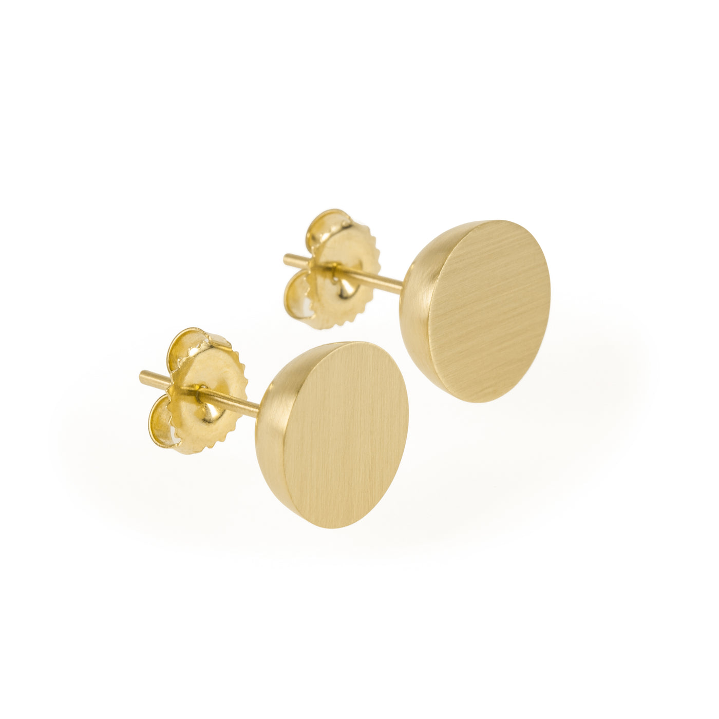 Eco-friendly gold earrings. These minimalist 11mm Hemisphere Studs are handmade in Cape Town in recycled gold.