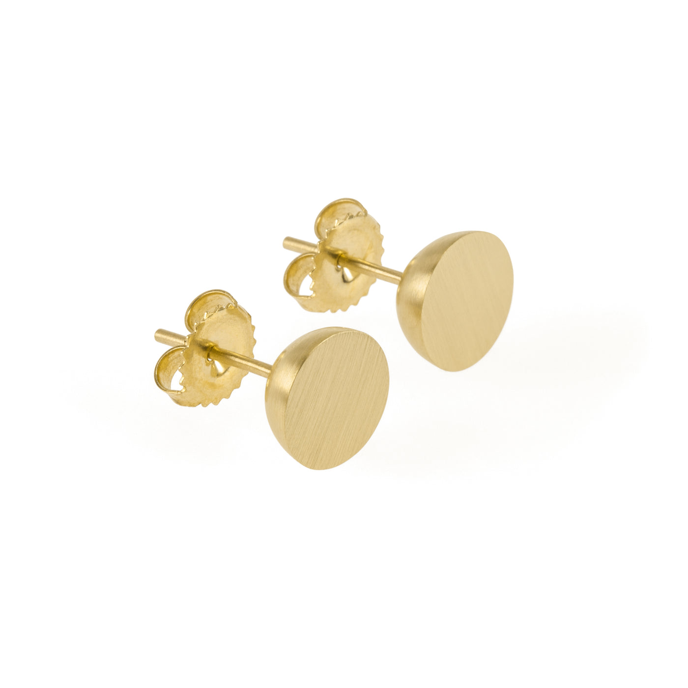 Ethical gold earrings. These minimalist 9mm Hemisphere Studs are handmade in Cape Town in recycled gold from e-waste.