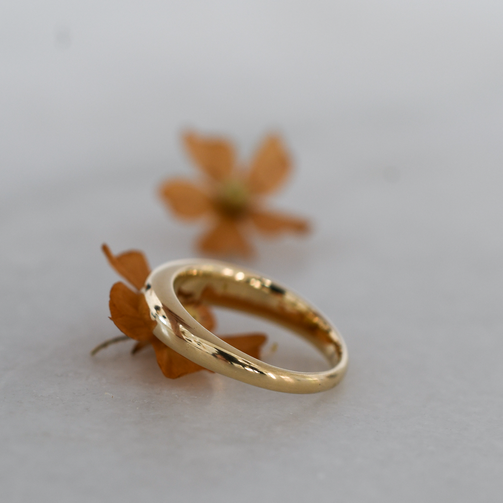 Elegant and timeless, this 9K gold ring is hand made in our manufacturing studio in The Old Biscuit Mill, Cape Town.