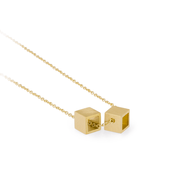 Double Cube Gold Pendant