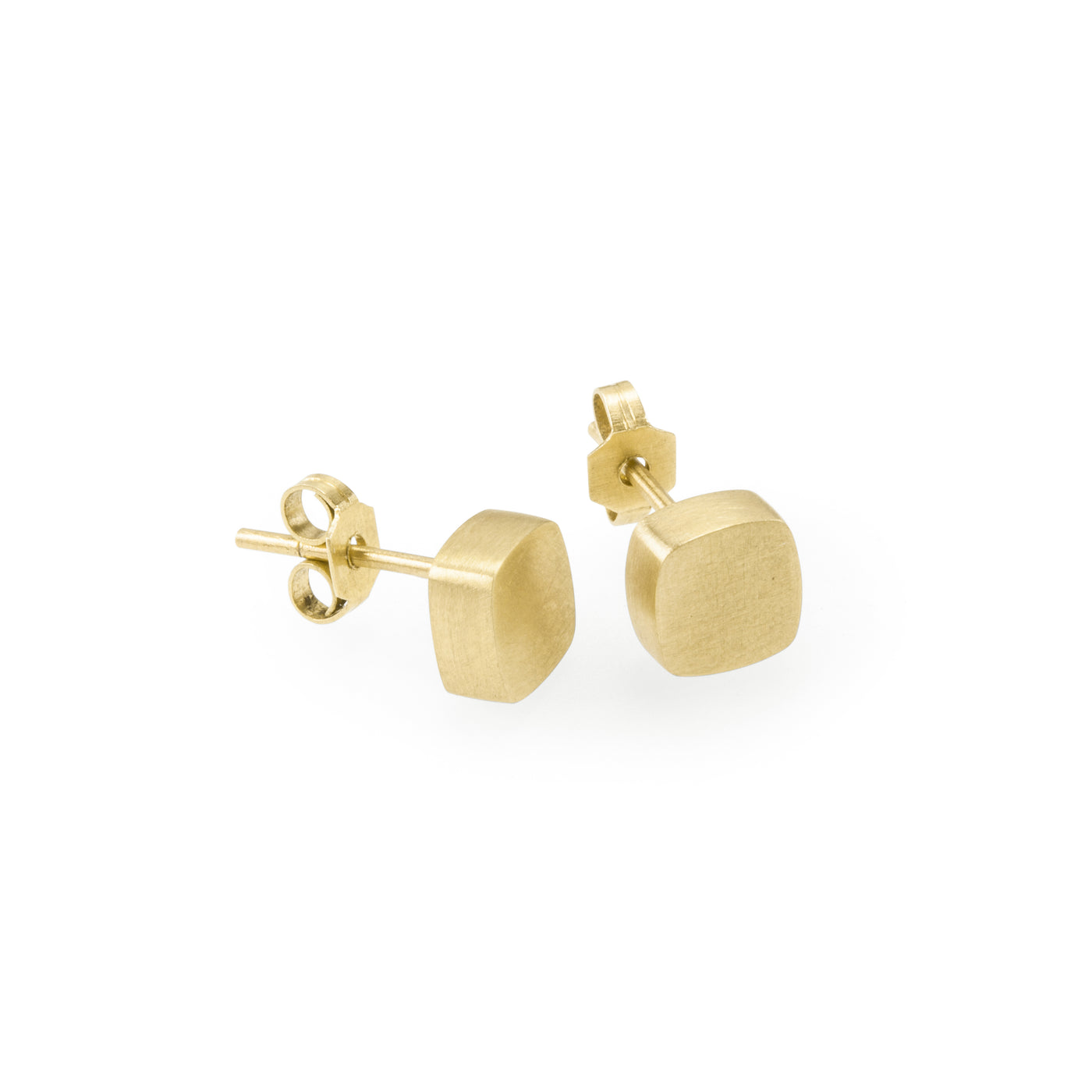 Eco-friendly gold earrings. These sustainable Form Studs are handmade in Cape Town in recycled gold from e-waste.