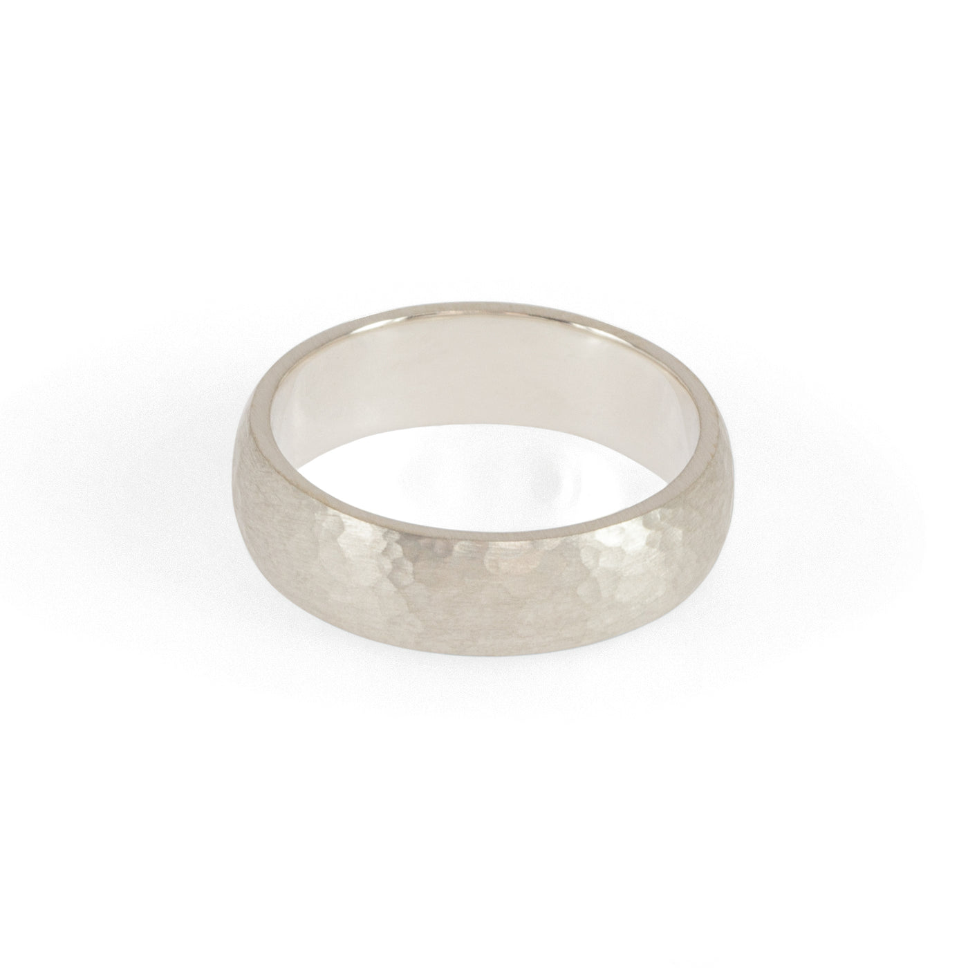 Eco-friendly silver ring. This sustainable Hammered Band is handmade in Cape Town in recycled silver from e-waste.