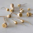 Eco-friendly gold earrings. These artisan crafted Pod Earrings  are handmade in Cape Town in recycled gold from e-waste.