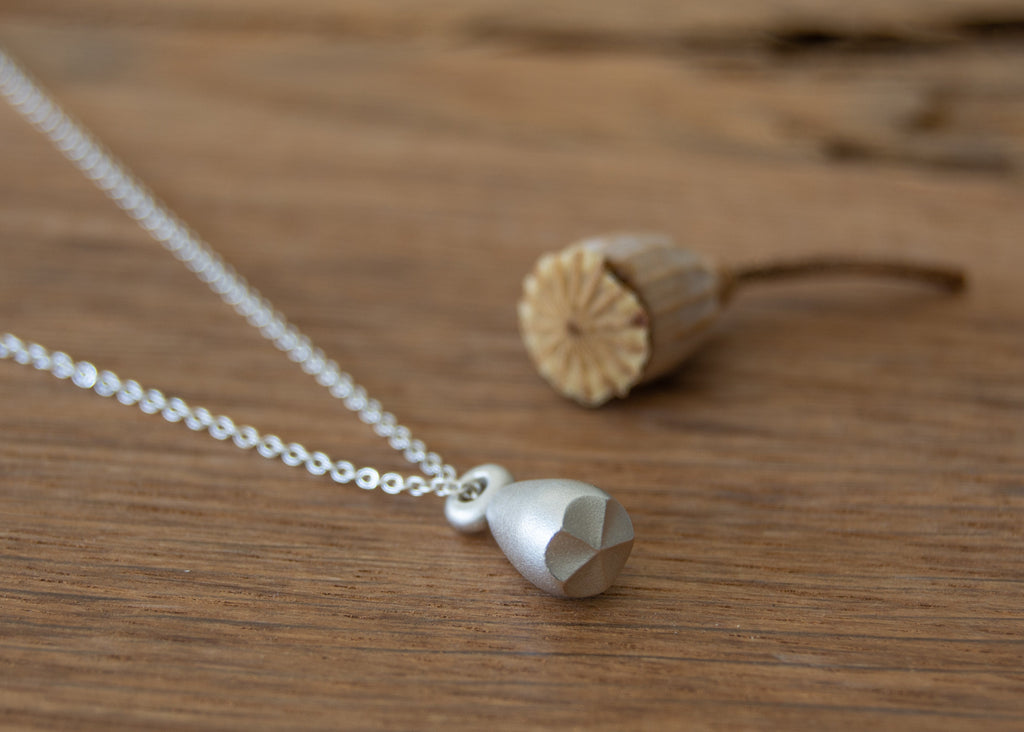 Ethical sterling silver necklace. This minimalist Pod Pendant is handcrafted in our Cape Town studio.