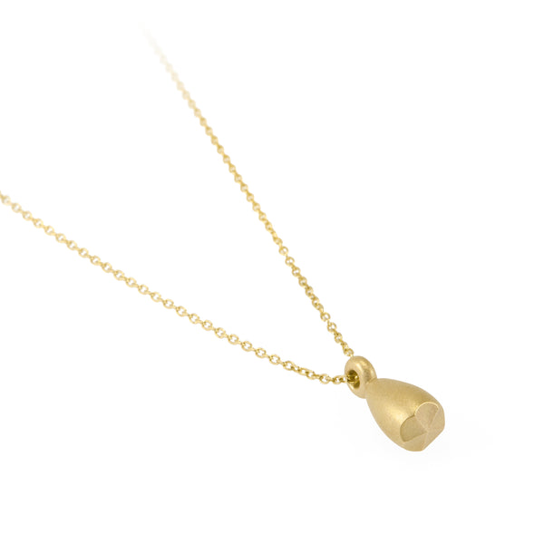 Sustainable gold necklace. This ethical Pod Pendant is handmade in Cape Town in recycled gold from e-waste.