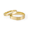 Signet shaped eco-friendly recycled gold wedding bands