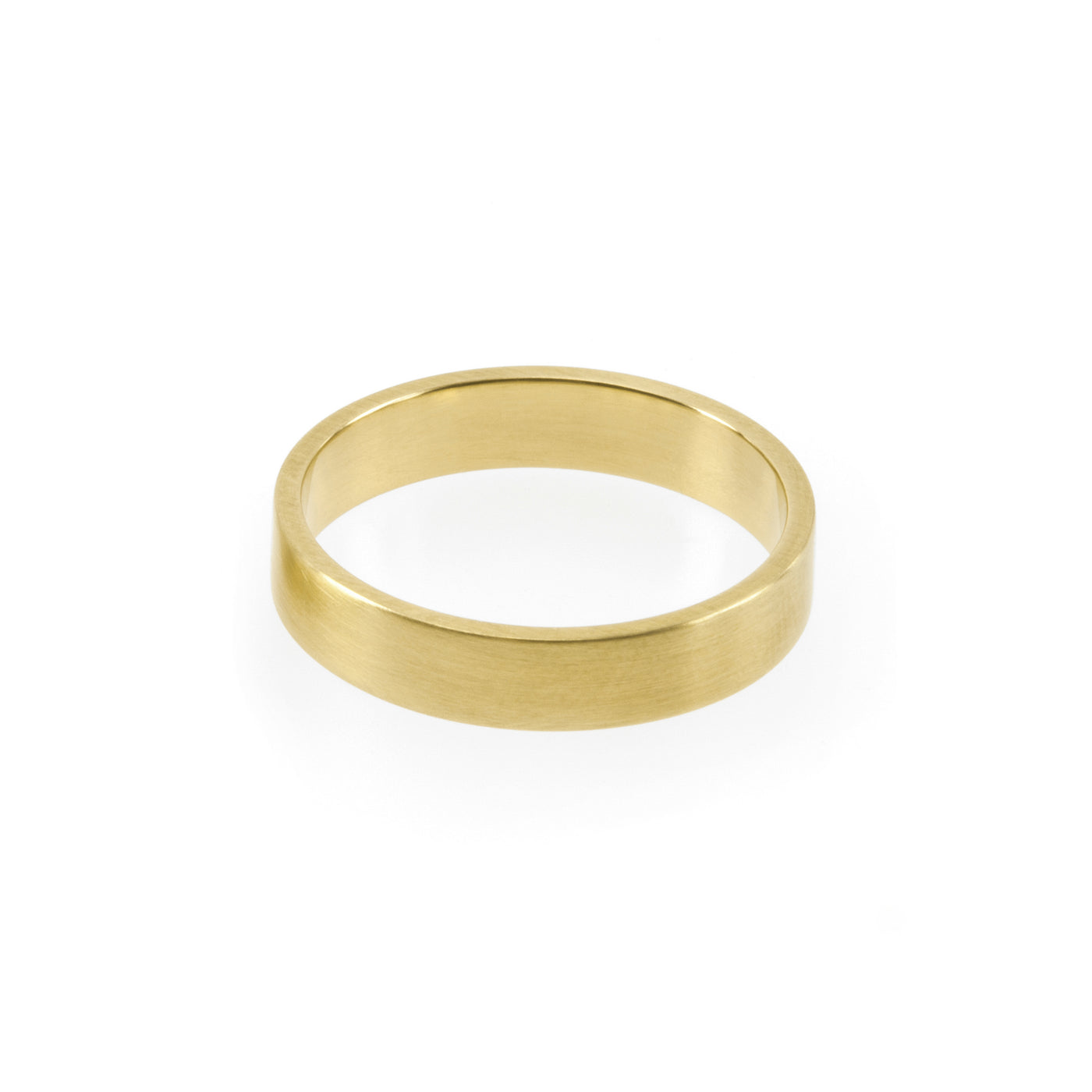 9ct Gold 5.0mm Flat Court Brushed and Bevelled Wedding Ring - thbaker.co.uk