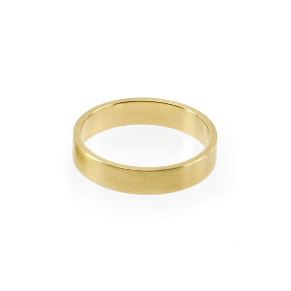 Eco-friendly gold ring. This artisan crafted Flat Band is handmade in Cape Town in recycled gold from e-waste.