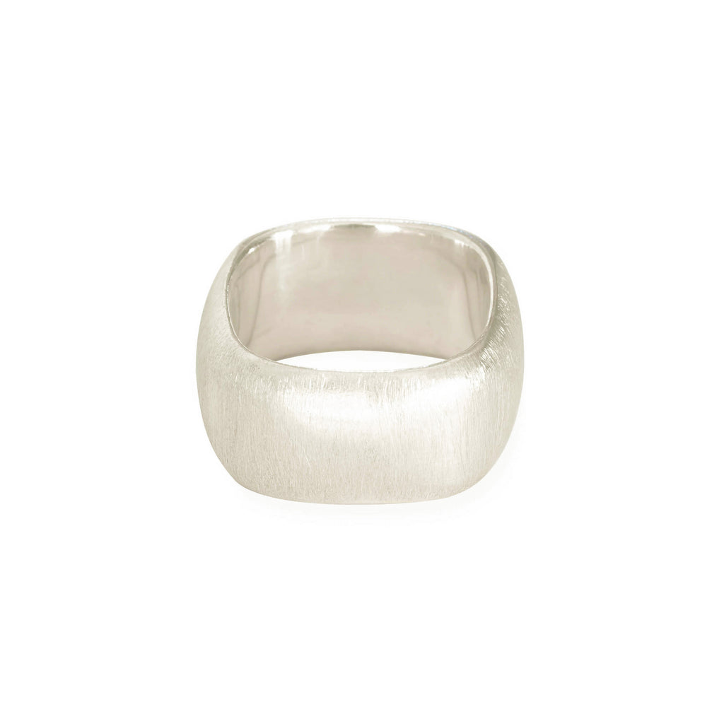 Eco-friendly silver ring. This artisan crafted Squared Band is handmade in Cape Town in recycled silver from e-waste.