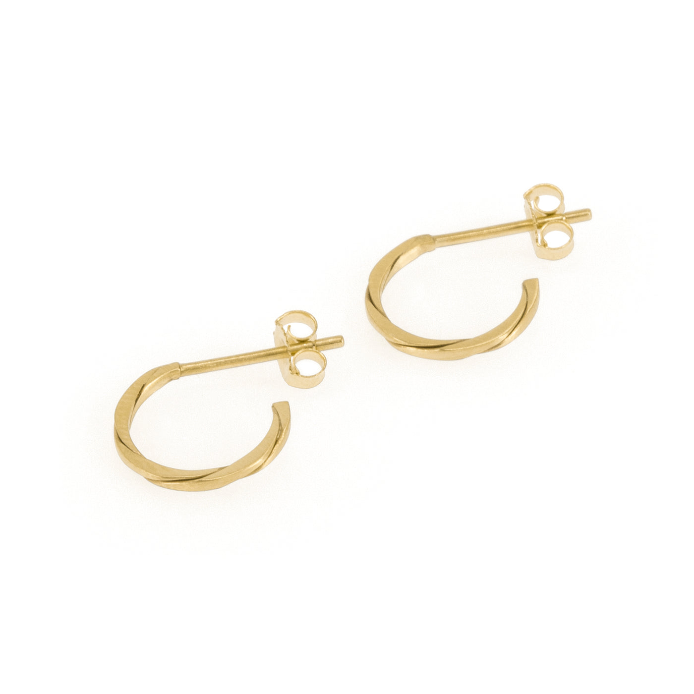 Eco-friendly gold earrings. These sustainable Twist Hoops are handmade in Cape Town in recycled gold from e-waste.
